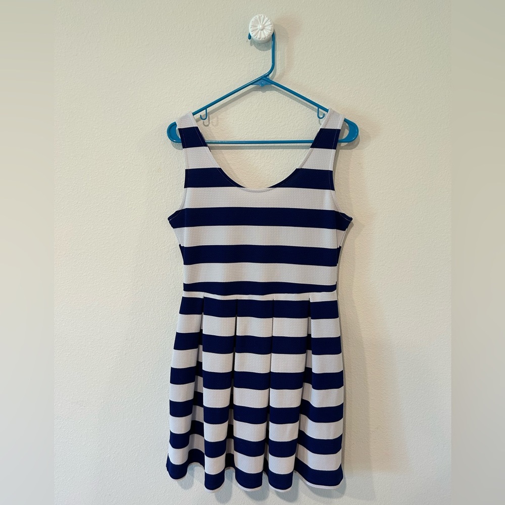 Royal blue and white striped dress